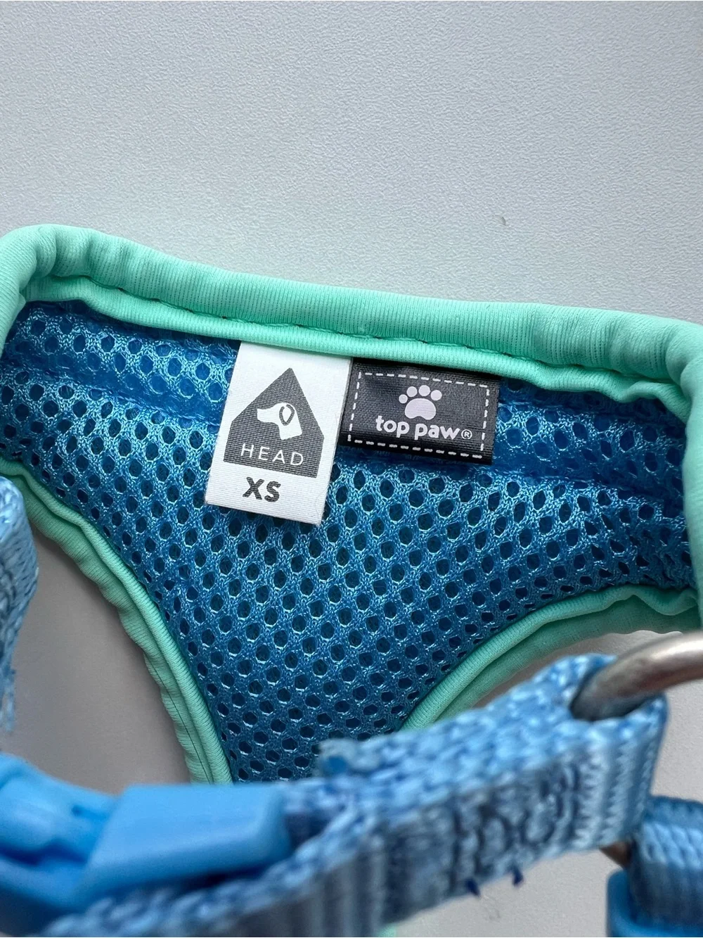 X-Small Dog Blue & Mint Mesh Harness with Crown Embroidery